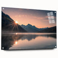 Acrylic wall art collection showcasing serene lake landscapes, displayed in a side view with pins for hanging. Vibrant colors and detailed textures enhance the peaceful ambiance.