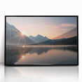 Framed wall art collection showcasing serene lake landscapes with vibrant colors, set in a sleek black frame, enhancing home decor aesthetics. Ideal for nature lovers.