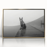 Framed wall art featuring a serene lake landscape design with vibrant colors and gold accents, ideal for home decor in contemporary settings.