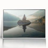 Framed acrylic wall art from the Landscapes Lakes Design 22 collection, showcasing serene lake scenes with vivid colors and a sleek white frame, perfect for home decor.