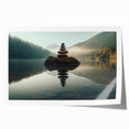 Vibrant rolled wall art print showcasing a serene lake landscape with lush greenery and a colorful sunset, elegantly packaged in a protective cardboard tube. Perfect for enhancing home decor.