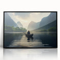 Framed acrylic wall art showcasing a serene lake landscape with vibrant colors, set in a sleek black frame, perfect for enhancing home decor.