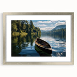 Framed wall art collection showcasing serene lake landscapes in silver frame with mat, perfect for modern home decor, adding tranquility to any space.