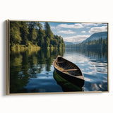 Framed landscape wall art collection showcasing serene lake views with vibrant colors and intricate details, elegantly presented with a gold frame for added sophistication.