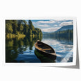 Vibrant rolled print of a serene lake landscape, showcasing tranquil waters and lush greenery, ideal for enhancing home decor with nature-inspired art.