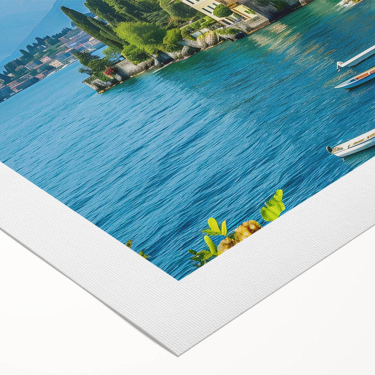 Rolled canvas artwork showcasing a serene lake landscape with vibrant colors and textured details, ideal for home decor and artistic inspiration.