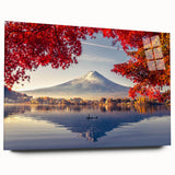 Side view of a modern wall art collection featuring a serene lakeside landscape design printed on acrylic glass, showcasing vibrant colors and intricate details. Perfect for enhancing contemporary home decor.