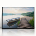 Framed wall art collection showcasing a serene landscape with a tranquil lake, set in a sleek black frame, perfect for modern home decor.