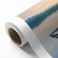 Rolled canvas wall art showcasing a serene landscape with a tranquil lake surrounded by lush greenery, perfect for enhancing home decor and creating a calming atmosphere.