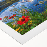 Stunning rolled canvas wall art showcasing a serene lake landscape with vibrant colors and intricate details, perfect for home decor or office inspiration.