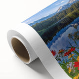 Rolled canvas wall art showcasing a serene lake landscape with vibrant colors and detailed reflections, ideal for enhancing home decor and creating a calming atmosphere.