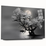 Acrylic landscape wall art collection showcasing serene lakeside scenery, framed in glass, emphasizing vibrant colors and intricate details, perfect for home decor.