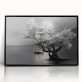Framed acrylic wall art featuring a serene lake landscape design, showcasing vibrant blues and greens, ideal for enhancing modern home decor with nature-inspired aesthetics.