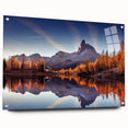 Acrylic glass wall art collection showcasing a serene landscape of lakes, featuring vibrant colors and intricate details, elegantly displayed with pins. Perfect for modern home decor.