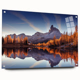 Acrylic glass wall art collection showcasing a serene landscape of lakes, featuring vibrant colors and intricate details, elegantly displayed with pins. Perfect for modern home decor.