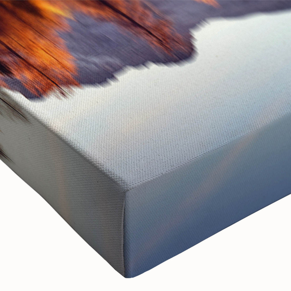 Close-up of a stretched canvas featuring a serene lakeside landscape design, showcasing vibrant colors and intricate details, ideal for home decor enhancement.