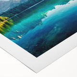 Rolled canvas artwork depicting a serene lake landscape with vibrant colors and intricate details, perfect for adding a tranquil touch to home decor. The design showcases natural beauty, enhancing any interior space.