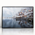 Framed acrylic wall art showcasing a serene lake landscape, featuring vibrant blues and greens, perfect for enhancing modern home decor. Ideal for nature lovers seeking tranquility.
