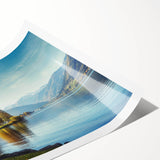 Rolled print showcasing a serene lake landscape with vibrant colors, perfect for home decor. Ideal for nature lovers, enhancing any interior space.