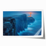Lighthouse wall art collection featuring a serene coastal landscape with vibrant blues and greens, rolled and ready for display in any home or office decor.