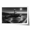 Rolled print showcasing a serene lighthouse landscape design, featuring vibrant blues and greens, ideal for coastal-themed decor, and protected in a sturdy cardboard tube.