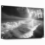 Acrylic wall art collection featuring a vibrant landscape design of a lighthouse, presented in a sleek side view with decorative pins, ideal for home decor enthusiasts.