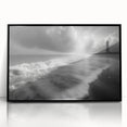 Framed acrylic wall art showcasing a vibrant lighthouse design, set against a striking black background, perfect for coastal-themed decor.