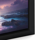 Framed canvas wall art showcasing a vibrant lighthouse landscape, featuring rich colors and intricate details, perfect for enhancing home decor with coastal charm.