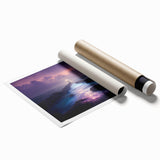 Vibrant rolled print of a coastal landscape featuring a lighthouse against a dramatic sunset sky, ideal for home decor and wall art enthusiasts. Perfect for coastal-themed interiors.