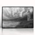 Framed acrylic wall art featuring a serene lighthouse landscape design, showcasing vibrant colors and intricate details, perfect for nautical-themed decor.