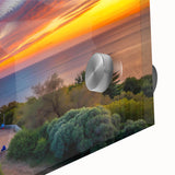 Close-up of a vibrant lighthouse wall art piece, showcasing shades of blue and white acrylic glass, ideal for coastal-themed decor in homes or offices.