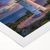 Rolled canvas showcasing a serene lighthouse landscape design, featuring vibrant colors and fine details, perfect for coastal-themed decor, delivered in a protective tube.