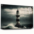 Acrylic glass wall art collection showcasing a side view of a lighthouse design, featuring vibrant colors and intricate details, perfect for coastal decor enthusiasts.
