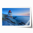 Elegant lighthouse wall art print featuring a serene coastal landscape, showcasing vibrant colors and intricate details, perfect for enhancing home decor.
