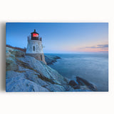 Stretched canvas wall art showcasing a vibrant lighthouse design amidst a scenic landscape, perfect for coastal decor enthusiasts. Ideal for brightening living spaces.