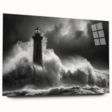 Acrylic glass wall art collection featuring a serene lighthouse landscape design from a side view, showcasing vibrant colors and intricate details, perfect for coastal decor.