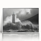 Framed wall art collection featuring a coastal landscape with a lighthouse, designed in an elegant acrylic finish, showcasing vibrant colors and serene ocean views. Perfect for home decor enthusiasts seeking nautical themes.