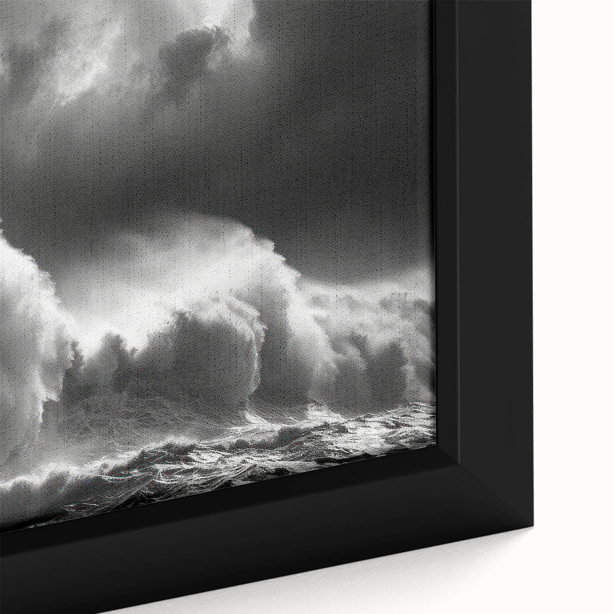 Close-up of a framed canvas wall art piece showcasing a picturesque lighthouse design set against a vibrant sunset, perfect for coastal-themed decor.