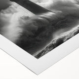 Rolled canvas artwork showcasing a serene lighthouse landscape design, featuring soft blues and greens, ideal for coastal-themed home decor.