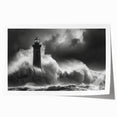Vibrant rolled print showcasing a serene lighthouse landscape, featuring soft pastels and detailed coastal elements, ideal for modern home decor.
