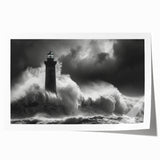 Vibrant rolled print showcasing a serene lighthouse landscape, featuring soft pastels and detailed coastal elements, ideal for modern home decor.