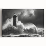 Stretched canvas wall art featuring a serene lighthouse landscape design, showcasing vibrant colors and intricate details, perfect for enhancing coastal-themed decor.