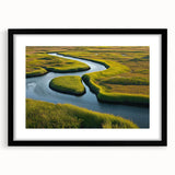 Black-framed wall art featuring a serene swamp landscape with lush greenery and vibrant reflections, ideal for enhancing home decor with nature-inspired elegance.