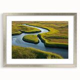 Framed wall art featuring a serene marsh landscape design with a silver mat and frame, perfect for enhancing home decor with nature-inspired elegance.