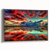 Framed wall art featuring a serene marsh landscape with vibrant greens and blues, showcasing a silver frame that enhances the natural beauty of the scene. Ideal for home decor.