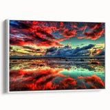 Framed canvas wall art showcasing a serene marsh landscape with vibrant greens and blues, designed to evoke tranquility in home decor. Perfect for nature lovers.