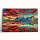 Stretched canvas wall art depicting a serene marsh landscape, featuring lush greenery and tranquil water reflections, perfect for nature-themed decor.