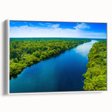 Framed canvas showcasing a vibrant marsh landscape wall art design, highlighting lush greenery and tranquil water reflections, perfect for home decor.