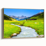 Framed canvas wall art featuring a serene marsh landscape with vibrant gold accents, showcasing lush greenery and tranquil water reflections, perfect for home decor.