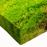 Close-up of a vibrant stretched canvas artwork featuring a serene marsh landscape with lush greenery and reflective water, perfect for nature-inspired decor.